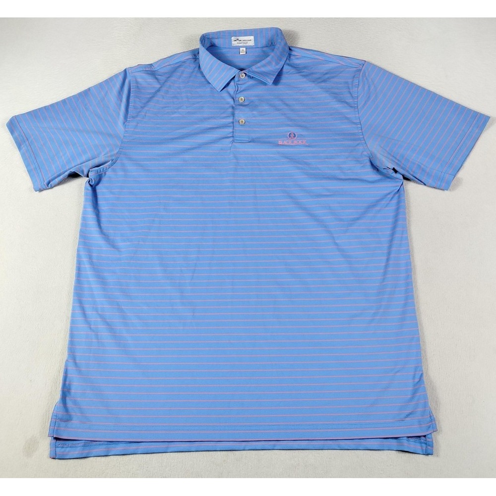 Peter Millar Summer Comfort Polo Shirt‎ Mens XL Blue Stripe Black Rock Golf